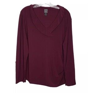 Clara Sun Woo Womens XL Top Popover Shirt Purple Long Sleeve Tunic Shirt‎ F8-1